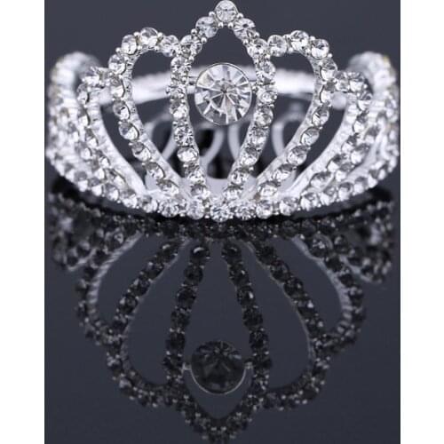 TDQUEEN Mini Round Tiaras and Crowns with Comb Silver Plated Crystal Rhinestone Bridal Wedding Hair Accessories for Women