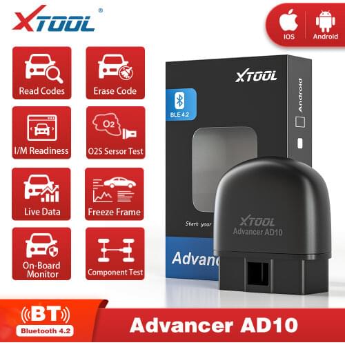 XTOOL AD10 OBD2 Diagnostic Scanner Bluetooth-compatible ELM327 Engineer Code Read Work With iOS/Android And HUD Head Up Display