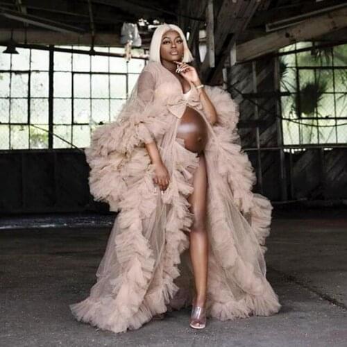 Plus Size Maternity Dress for Pregnant Woman Night Robe Photography Dress Bridal Party Evening Nightgown Robes