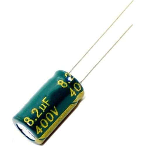 10pcs High frequency low resistance aluminum electrolytic capacitor 400v8.2UF 8.2uf400v volume: 8x12