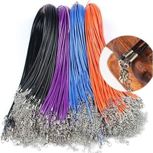 20Pcs 1.5mm Cotton Waxed Cord Adjustable Braided Rope String Necklace Chain with Lobster Clasp DIY Jewelry Making Findings