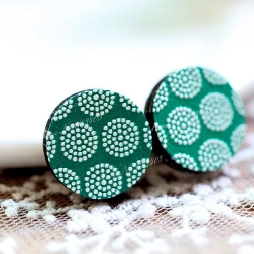 Unique 3D Dot Round Embossed 16mm Round Coloured Drawing pattern Laser Cut wood Cabochon DIY for Rings, Earring,Brooch,Necklace