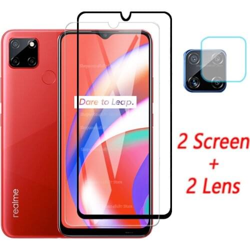 4-in-1 Glass on Realme c12 C11 C15 Tempered Glass For Oppo Realme x3 SuperZoom x50 5G x50m Screen Protector Camera Lens Film