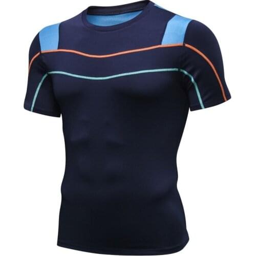 6 Colors! Men\s Summer quick-drying high-elastic tight-fitting T-shirt Sports Running Fitness short-sleeved Tops