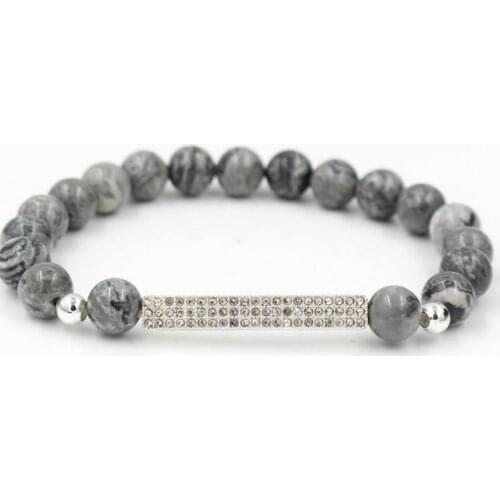 8mm thg42 gold silver micro pave cz zircon cubic zirconia Bracelet elastic adjusted bead helmet Crown agate Onyx Bangles