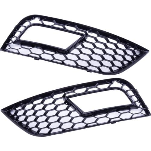 8K0807681K 8K0807682K 1 Pair of Black Honey-comb Front Bumper Fog Light Grille fit for AUDI A4 B8.5 RS4 STYLE 2013-2015 2016