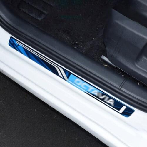 For Skoda Octavia 3 2015-2020 Interior Accessories Car Door Sill Cover Trim Scuff Plate Welcome Pedal Threshold Styling Parts