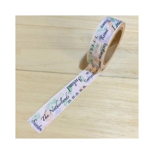 Free shipping Beautiful high quality washi paper tape/15mm*10m lovely color stamps masking japan washi tape