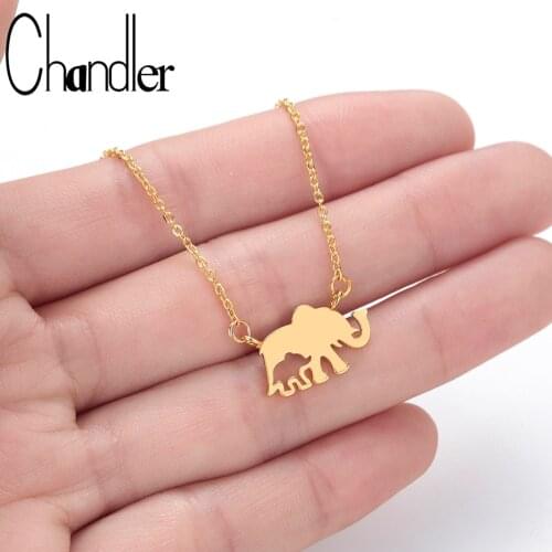 Chandler 316L Stainless Steel Lucky Elephant Necklace For Women Clavicle Chain Choker Collar Gothic Jewelry Collares De Moda