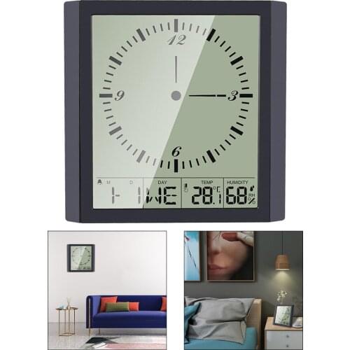 Digital Clock Large Display Easy to Read Temperature Humidity Gauge Calendar