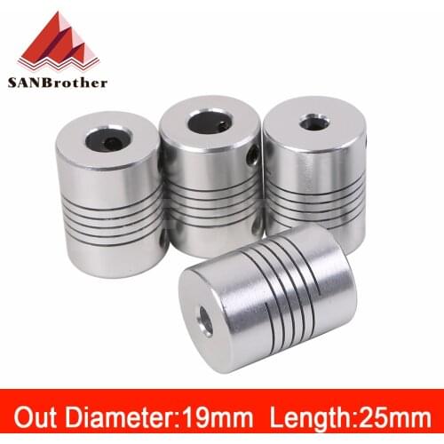D19L25 5mm 6mm 6.35mm 8mm 10mm Aluminum Z Axis Flexible Coupling For Stepper Motor Coupler Shaft Couplings 3D Printer