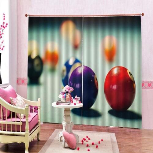 Personalized Creative Bedroom Decoration Curtain Smooth Billiards Ball Blackout Window Drapes Home Decor Sets 2 Panels With Hook