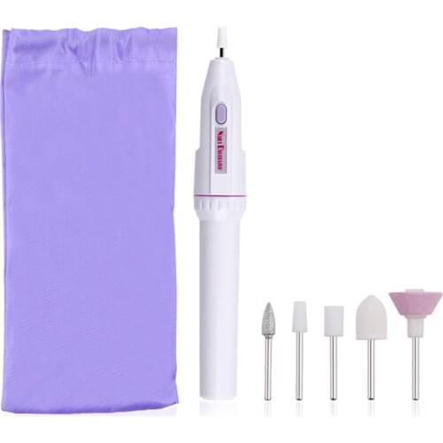 Mini Nail Polisher with 5pcs Grinding Head Pro Electric Nail Drill Machine Set Electric Nail Sander Pedicure Manicure Kit