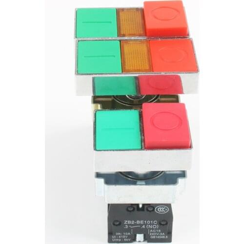 XB2-BW8365 XB2-BW8465 XB2-BL8425 Double square illuminated push button switch with lamp light Momentary Reset 1NC 1NO 22MM