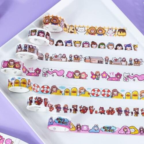16PCS/Set Kawaii Washi Tape For Decorative Notebooks Masking Tape Cute Scrapbooking Adhesive Tape School Stationery Supplies