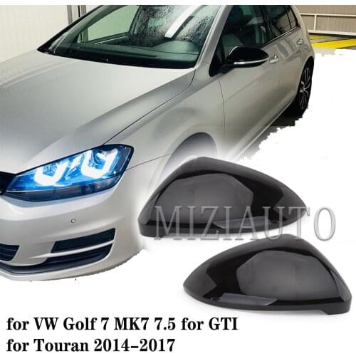 Side RearView Mirror Covers Caps for VW Golf 7 MK7 7.5 for GTI for Touran 2014-2017 door Wing Mirror Case Cover Bright Black