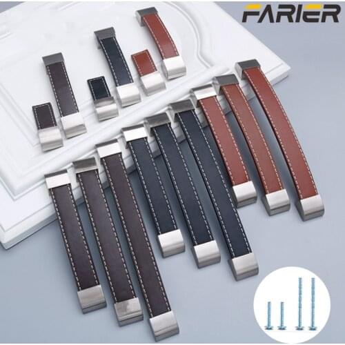 Zinc Alloy Handmade Leather Handle Modern European Style Soft Simple Door Cabinet Drawer Kitchen Cabinet Wardrobe Hardware