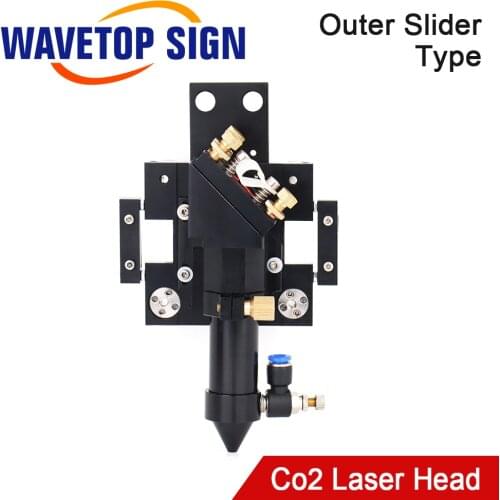 WaveTopSign CO2 Laser Head for Dia.20mm FL 50.8/63.5mm Lens D25mm Mirror Outer Slider Type with Air Nozzle