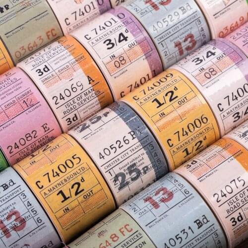 30mm*5m Retro Ticket Washi Tape Stickers Scrapbooking DIY Vintage Masking Tape Bullet Journal School Office Supplies sl1985