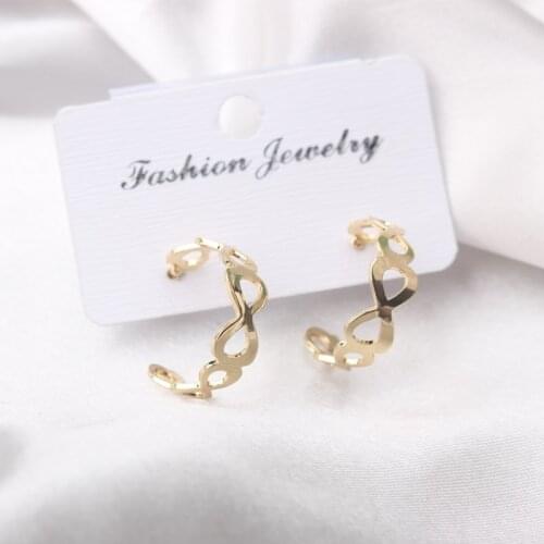 Small Digital 8 Stud Earrings for Women Alloy Gold Silver Color Chain Earings Simple Trendy Pendientes mujer Girl Gift