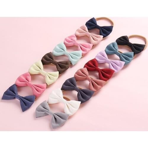 20 pcs/lot 18color Cute Kids Handmade Bow beautiful Headbands With Elastic Nylon Hair Bands For girls children Hair Accessories