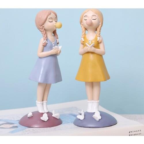 Bubble Girl Modern Sweet Young Girl Figurines Resin Art Wedding Birthday Home Decoration Accessories Fairy Gift Table Top Decor
