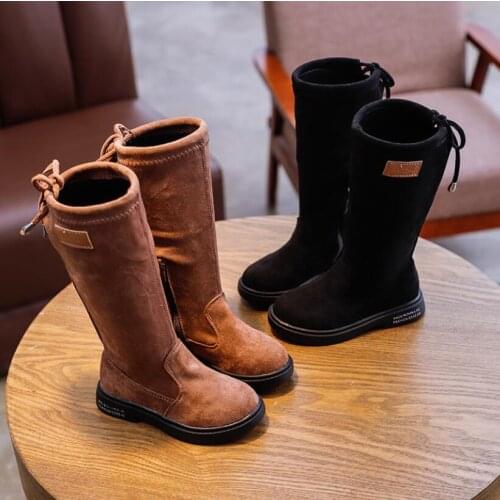 Autumn Winter Fashion Rubber Boots For Girls Over knee Kids Snow Boots Children Knee-high Warm Cotton Soft Sport Shoes 26-36