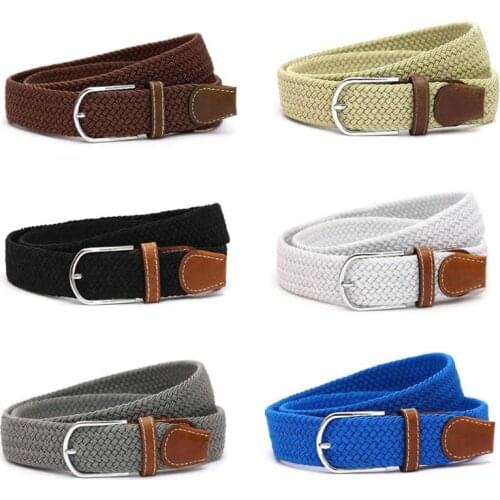 6 colors Fashion Mens Stretch Belt Premium Leather Golf Wide Elastic Waistband