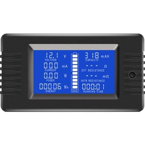 DC Multimeter 0-200V 0-10A Battery Tester Voltmeter Ammeter Power Voltage Current Impedance Capacity Energy Time Meter Monitor