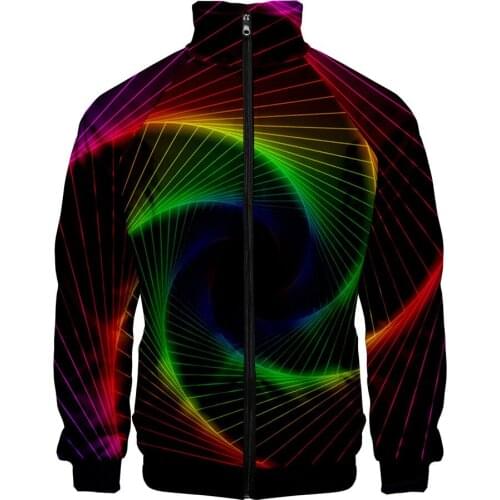 2020 Funny whirlpool design 3D Stand Collar Zipper Jacket Men/Women Long Sleeve Jackets Casual Trendy Style Streetwear Clothes