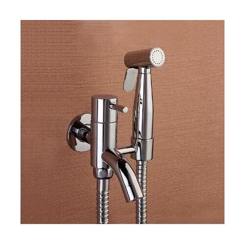 4 Types bidet spray shower nozzle set, Copper single cold water bidet faucet, Bathroom wall mounted toilet flushing device suit