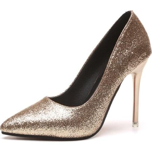 Summer new fashion fine with pointed bright face shallow mouth high heels temperament silver bridesmaid shoes crystal shoes