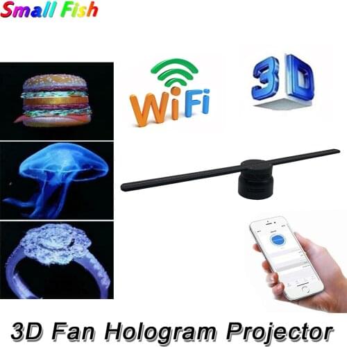 Newest Wifi 3D 60CM Hologram Projector Fan Light 256 LED 8G Advertising Logo Display Imaging Lamp Player Store Decoration Light