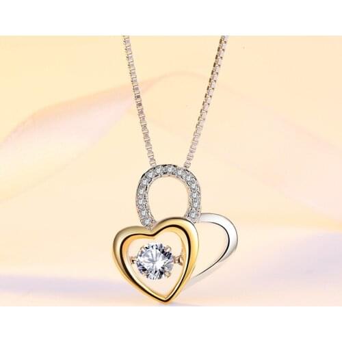 NEW S925 Sterling Silver Pendant Fashionable Inspirational Love Heart Necklace Foe Woman Gir Created Gift Jewelry