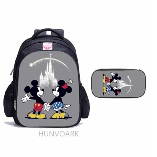 16 Inch 2pcs/Set Minnie Mouse Children School Bags Orthopedic Backpack Kids School Boys Girls Mochila Infantil Catoon Bags