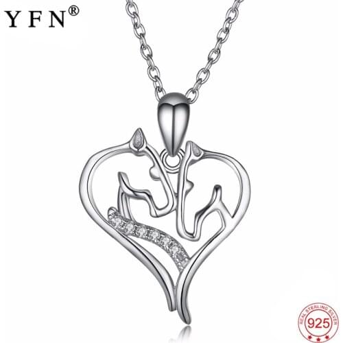 925 Sterling Silver Necklace Jewelry Sweet Crystal Love Heart Horse Head Pendants Necklaces Fashion Jewelry Best Gifts PYX0109
