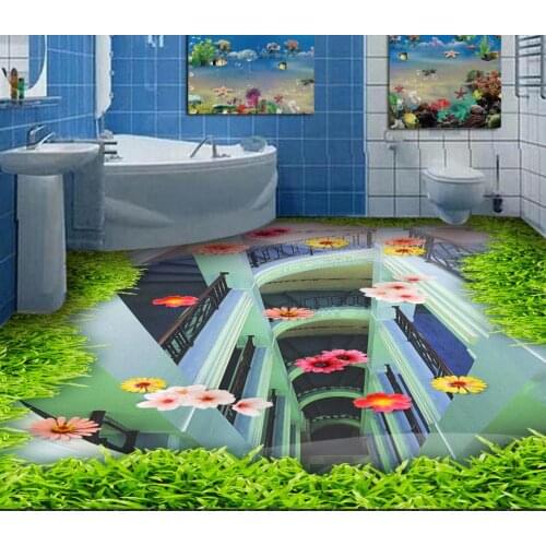 Pvc floor photo wallpaper glass vinyl self adhesive wallpaper Living room bedroom bathroom photo wallpaper 3d flooring