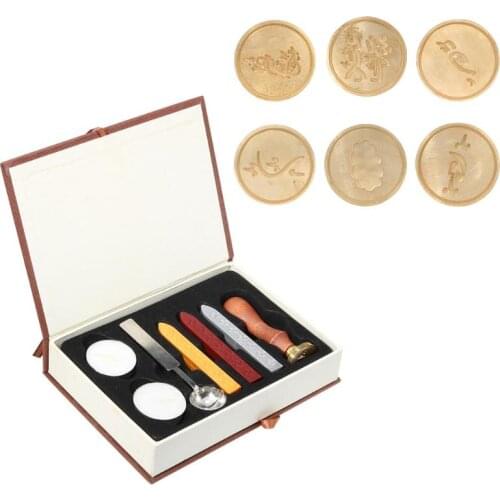 Retro Antique Wax Sealing Stamps Wood Handle DIY Arabic Letter Stamp Craft Metal Sealing Wax Stamps Set Wax Seals Delicate Stamp