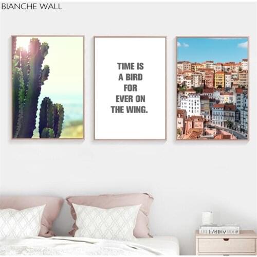 Retro Architecture Cactus Canvas Art Nordic Poster Old House Scenery Decorative Print Wall Painting Decoration Picture