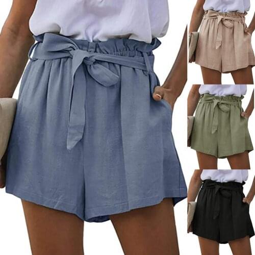 2021 New Womens Shorts Hot Summer Casual Cotton Linen Shorts Plus Size Mid Waist Short Fashion Woman Streetwear Short Pants