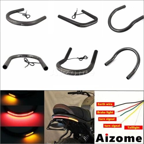 Motorcycle Seat LED Brake Stop Light Turn Signal Hoop Tube Steel Upswept/Flat Frame Loop for Cafe Racer Honda Suzuki Yamaha BMW
