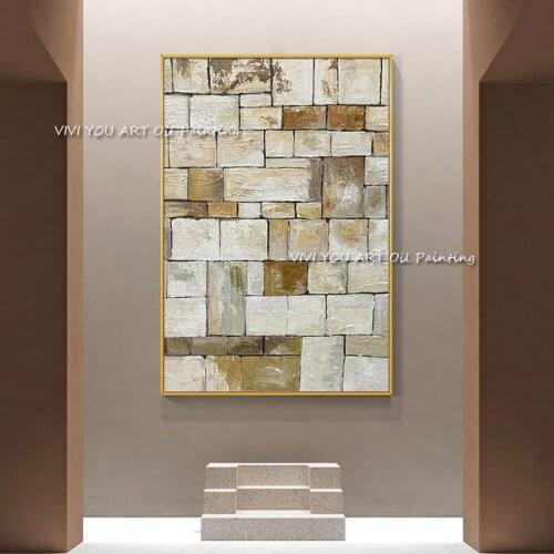 The Special Offer 100% Handmade Abstract Picture Modern Original Brick Golden Thick Oil Painting Art Design for Home Room Decor