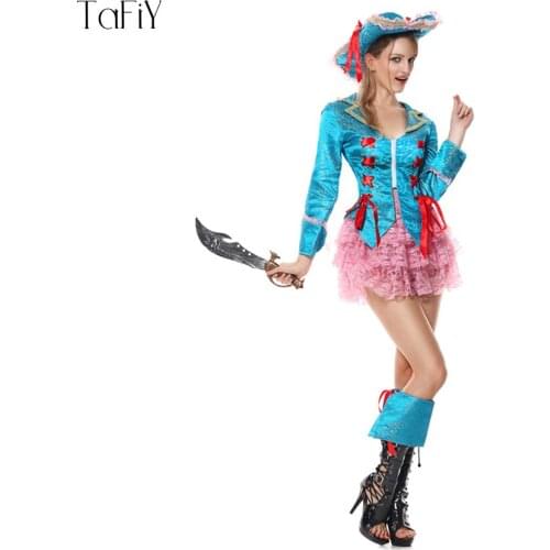 TaFiY 2017 Sexy Women Pirate Costume Halloween Fancy Party Dress Carnival High Quality Sexy Adult Pirate Cosplay Costumes