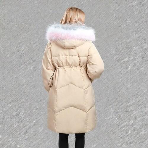 Down Jacket Woman Hooded Racoon Fur Collar Jackets for Women Winter 2020 Long Coat Overcoat Chamarras De Mujer KJ760