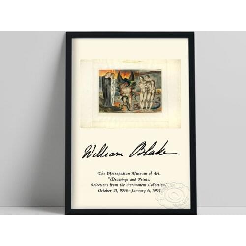 Vintage Exhibition Poster, William Blake Poetry Illustration Wall Painting, Symbolism Religion Wall Art, Demon Angel Art Prints