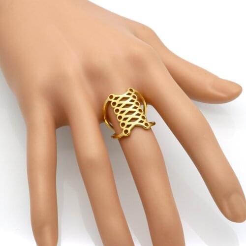 2017 Femme Rings Fashion Jewelry High Quality 316L Stainless Steel Rings Gold Color Mechanical Chain Shape Ring For Women