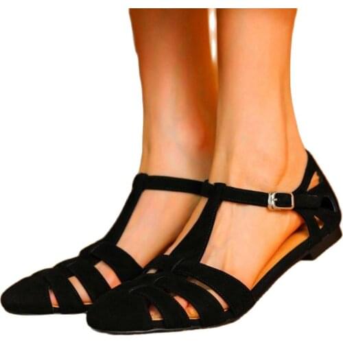 Gladiators Womens Closed Toe Real Leather Sandals Strappy Flats Oxfords Party Pumps 34 35 36 37 38 39