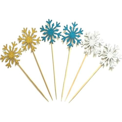 10pcs/bag Paper Cake Topper Snowflake Wedding Birthday Party Cake Topper Favor Cupcake Paper Wedding Decoration