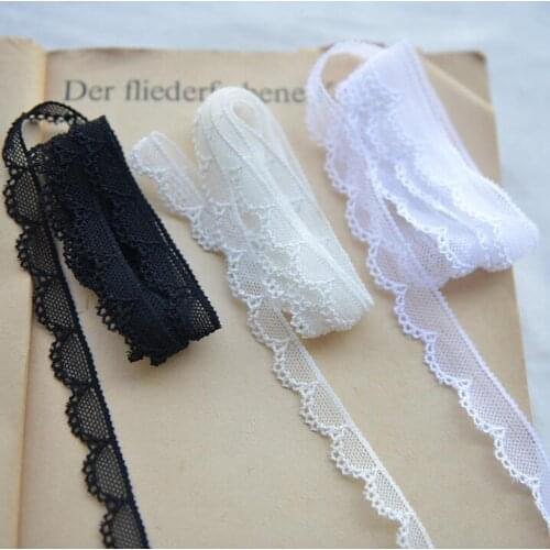 2018 Hot 10 Meters Beautiful High Quality Black White Smooth Elastic Lace Ribbon Wave Stretch Lace Trimming for DIY Sewing Craft