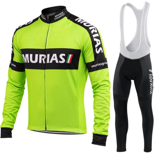 EUSKADI bicycle team green thermal cycling jersey Men long sleeve autumn winter fleece racing bike clothing jersey ropa ciclismo